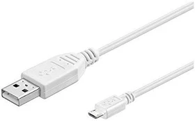 MicroConnect Mikro USB laidas, Baltas, 5m
