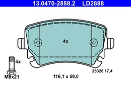 ATE 13.0470-2888.2 Brake pad set