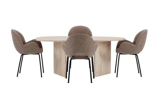 Grönvik Table - Nature with 4 Florensa Chair - Brown