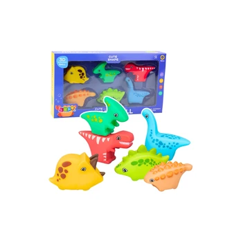 Lean Toys Bath Toys Set Rubber Dinosaurs Colorful 6pcs