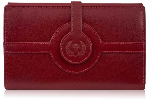 Moteriška piniginė, oda, raudona, horizontali, RFID apsauga, Paolo Peruzzi