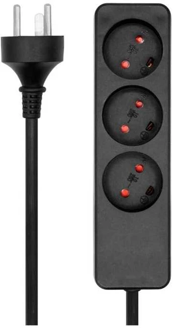 MicroConnect Danish Power Strip 3-way Juodas, with 5m EDB cable