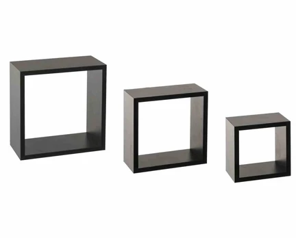 Sieninės lentynos Cube Black 3 vnt.