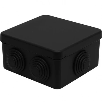 Junction box black IP55, 70x70x35mm with cable entries