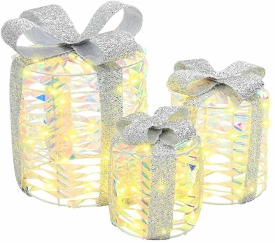 Dovanų Dėžutės Dekoracija 3 pcs Šilta balta PET