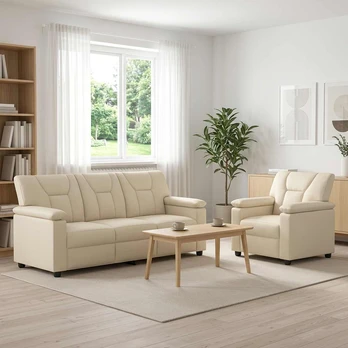 Sofa Sofos komplektas 2 vnt. Kreminė Dirbtinė oda