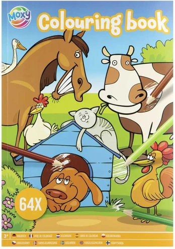 Spalvinimo knygelė „Gyvūnai Moxy“, 64 puslapiai