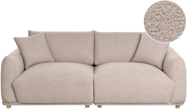 Beliani Trivietė sofa JUBEK, boucle, smėlio spalvos