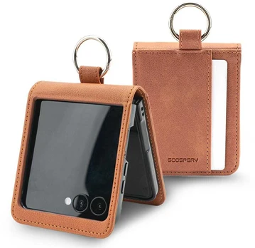 Dėklas Mercury Basic Diary do Samsung Galaxy Z Flip7 jasnobrązowy