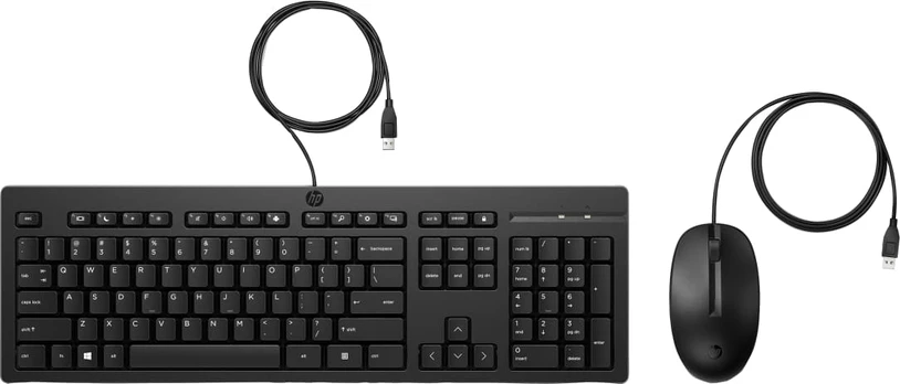 HP 225 G2 USB Wired Mouse Keyboard Combo, Copilot Key - Black - ESTONIAN