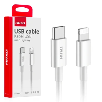 USB-C įkrovimo laidas „LIGHTNING iPhone PD“ 20 W, 100 cm, „FullLINK AMIO-03898“