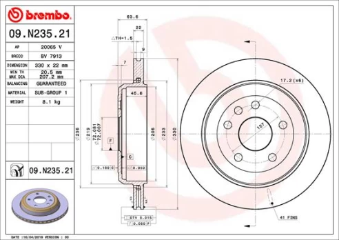 BREMBO 09.N235.21 Brake Disc
