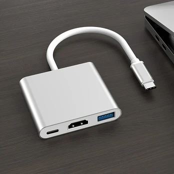 USB šakotuvas aliuminis USB-C daugiafunkcis adapteris 3-in-1