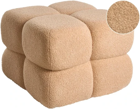 Beliani Pufas CALIENTE, boucle, smėlio spalvos