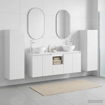 Vonios baldų rinkinys 5 vnt. Itin blizgi balta