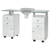 Manikiūro stalas MANICURE DESK PRACTIC GLASS WHITE kaina