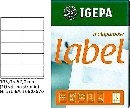 Mondi ETYKIETY A4 IGEPA 105 X 57.0 MM balta (100)