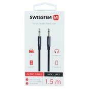 SWISSTEN TEXTILEPREMIUM AUX CABLE 3.5MM - 3.5 MM 1.5MBLACK kaina