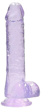 Realrock Duże violetinė dildo su przyssawką i jądrami 21cm