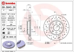 Stabdžių diskas BREMBO 09.5843.3X kaina