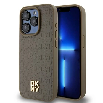 DKNY DKHMP14LPSHRPSW iPhone 14 Pro 6.1" ruda/ruda hardcase Leather Pattern Metal Logo MagSafe