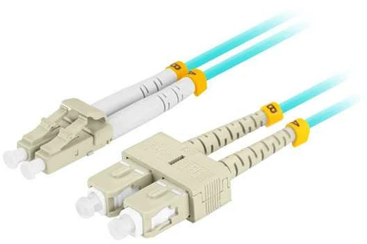 FIBER OPTIC PATCHCORD MM LC/UPC-SC/UPC DUPLEX 3.0MM OM3 50/125 LSZH 1M AQUA LANBERG