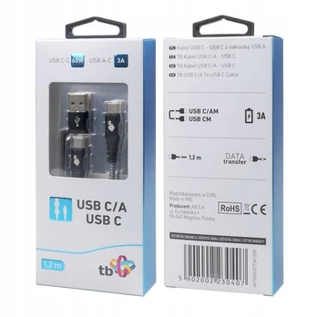Tb 2in1 laidas: Usb C - Usb C su Usb A antgaliu, 1.2 m