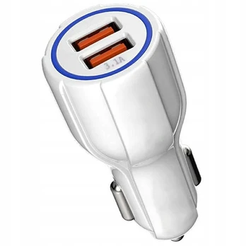 Automobilinis įkroviklis 2xusb 3.1a Quick Qc3.0 baltas