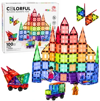 Lean Toys Magnetic Construction Blocks 3D Panels Creative STEM Colorful 100 pcs.