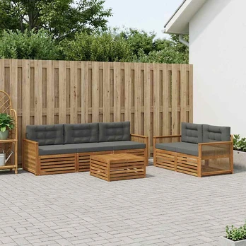 Lauko sofos komplektas su pagalve 6 pcs Natūralus ir antracitas