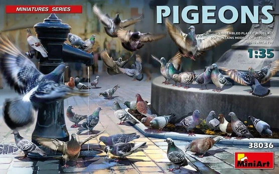 Klijuojamas modelis MiniArt 38036 Pigeons 1/35