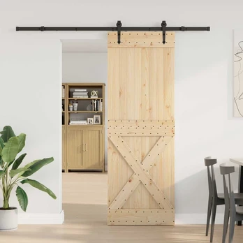 Slankios durys NARVIK Natūrali ir juoda 80 x 210 cm (213,5 cm)