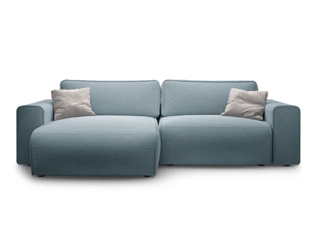 Left Corner Sofa With Bed Function And Box, "Victor", 3 Seats, 246x148x83, Light Blue