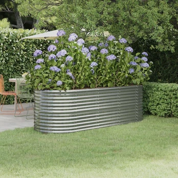 Sodo lovelis, sidabrinis, 224x80x68cm, plienas