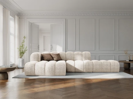 Modular Left Open Corner Sofa, "Lupine", 5 Seats, 299x177x70, Light Beige