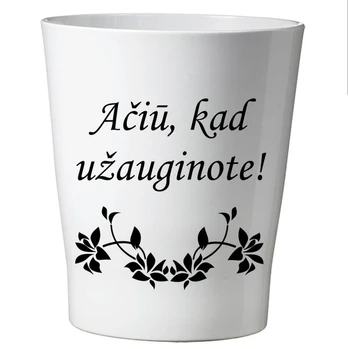 Apvalus vazonas Ačiū, kad užauginote, balta, 1 vnt