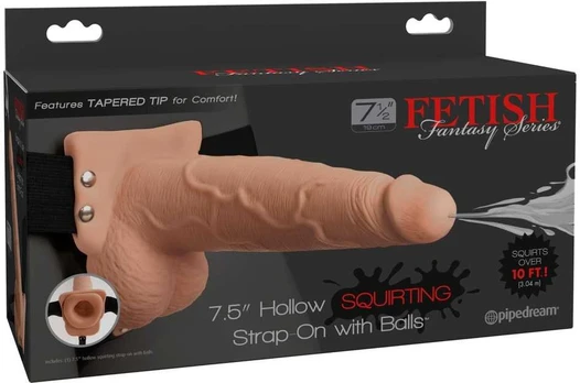 FETISH FANTASY SERIES - ADJUSTABLE HARNESS REALISTIC PENIS WITH BALLS SQUIRTING 19 CM
