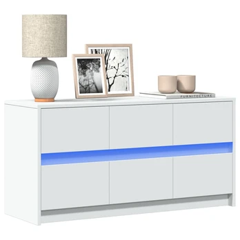 Televizoriaus spintelė su LED, balta, 100x34x50cm, mediena