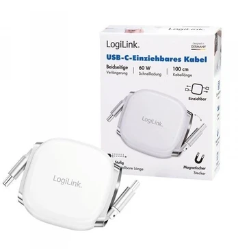 Kabelis USB LogiLink USB-C - USB-C 1 m Baltas (CU0501)