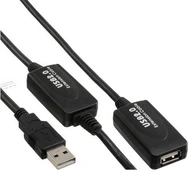 Kabelis USB InLine USB-A - USB-A 20 m Juodas (34613I) kaina