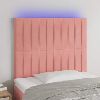 Galvūgalis su LED, rožinės spalvos, 80x5x118/128cm, aksomas
