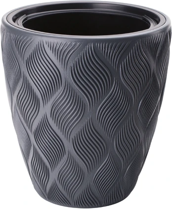 Gėlių vazonas Form Plastic Flow, plastikinis, 40 cm, Ø 40 cm x 40 cm, juodas