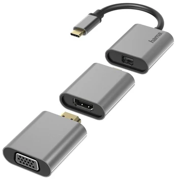 ADAPTER PREMIUM HAMA USB-C - MINI-DP + HDMI + VGA