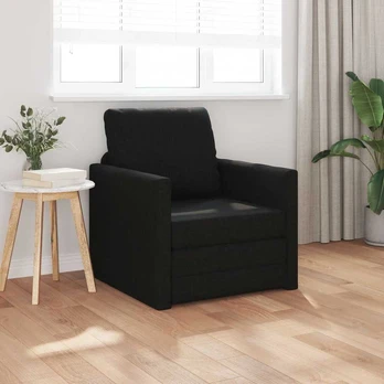 grindinė sofa-lova 2-1 juoda 74x77x81 cm audinys