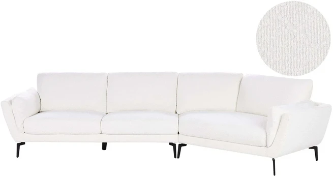Beliani 3 vietų sofa KANSSELI Boucle balta