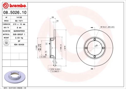Stabdžių diskas BREMBO 08.5026.10