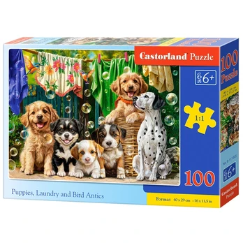Puppies, Laundry and Bird Antics 100-piece puzzle B-111305