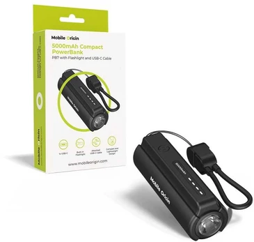 Dėklas Mobile Origin 5000mAh Compact PowerBank PB7 with Flashlight and USB-C Cable