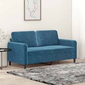 Dvivietė sofa, mėlynos spalvos, 140cm, aksomas