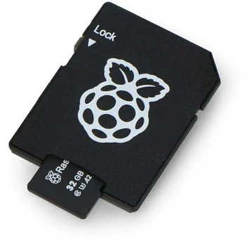 Raspberry Micro SD atminties kortelė 32 GB 100 MB/s A2 klasė su Raspberry Pi OS – su adapteriu ir dėklu